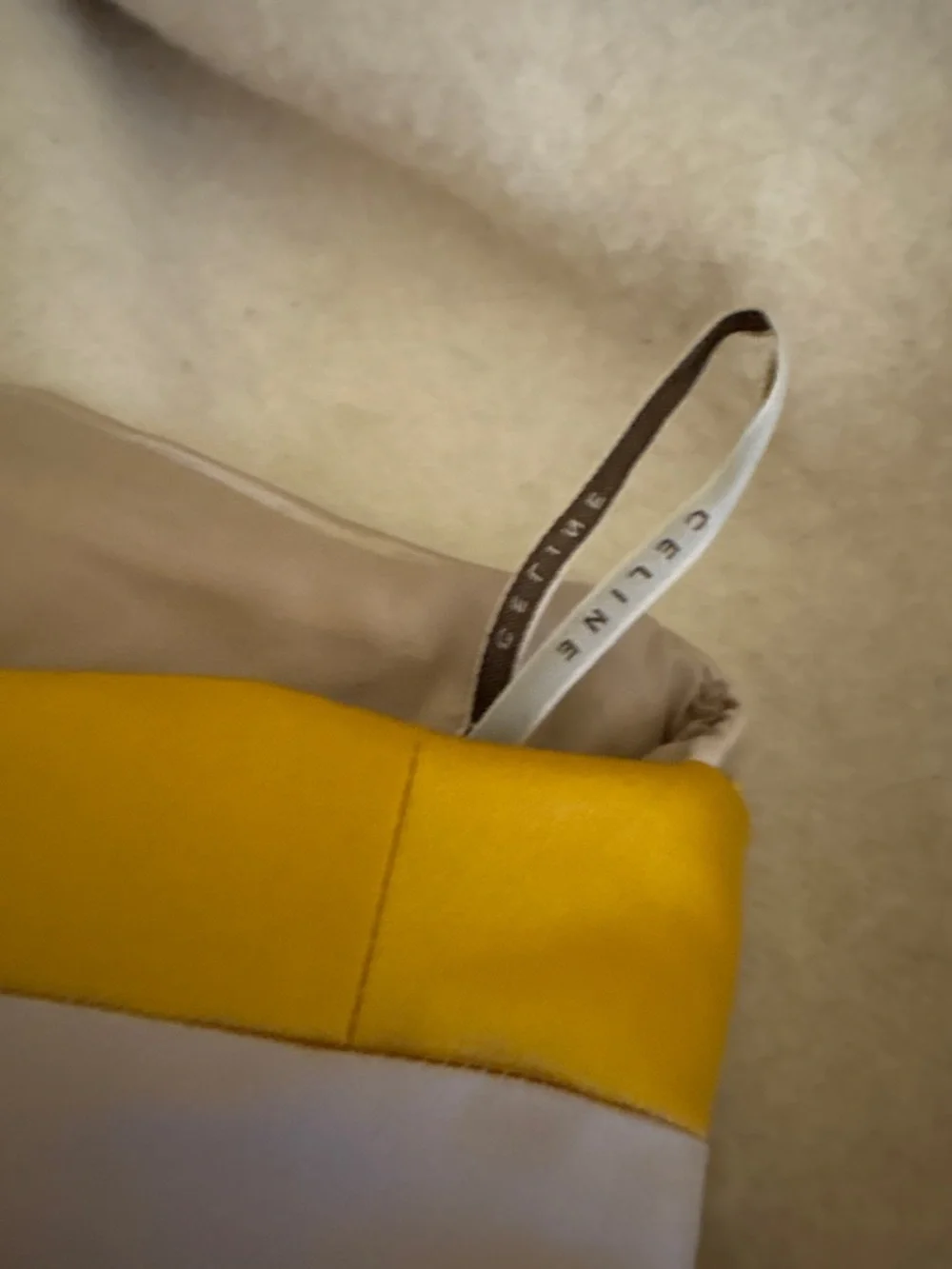 Celine Yellow Strapless Satin Dress with White Bow Panel - Picture 6 of 9